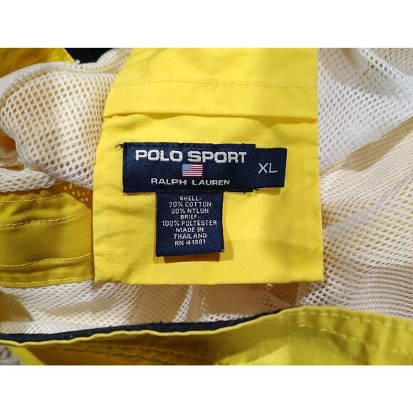 VTG Polo Sport Mens Yellow Spell Out Board Shorts Swim Trunks Coastal Casual- XL - Picture 8 of 8